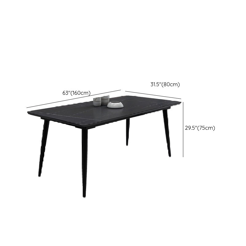 Contemporary Rectangle Dining Table Sintered Stone Dining Table in Black