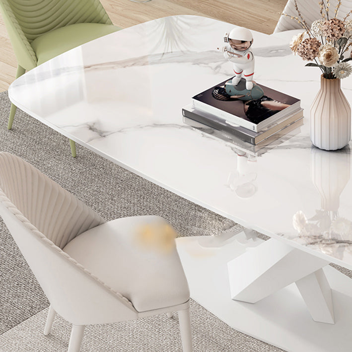 Modern Pedestal Dining Table Rectangle Stone Dining Table for Dining Room