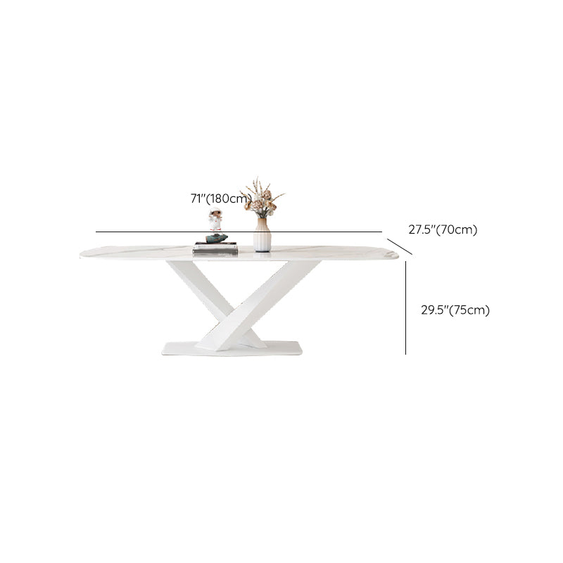 Modern Pedestal Dining Table Rectangle Stone Dining Table for Dining Room