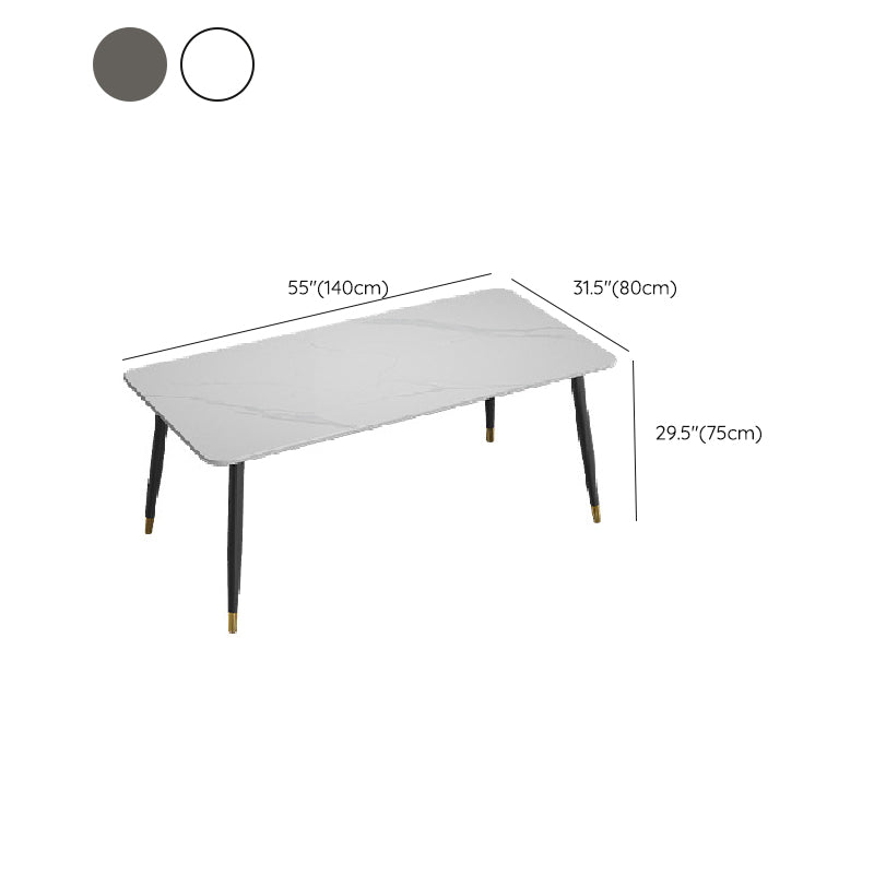 Modern Rectangle Dining Table Matte Finish Stone Top Dinette Table
