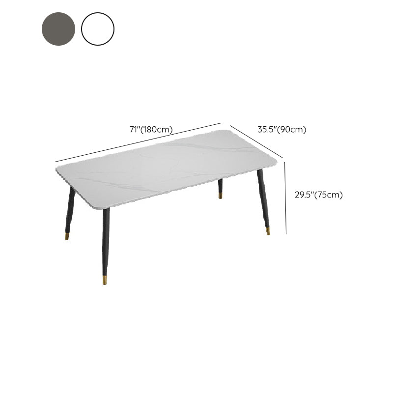 Modern Rectangle Dining Table Matte Finish Stone Top Dinette Table