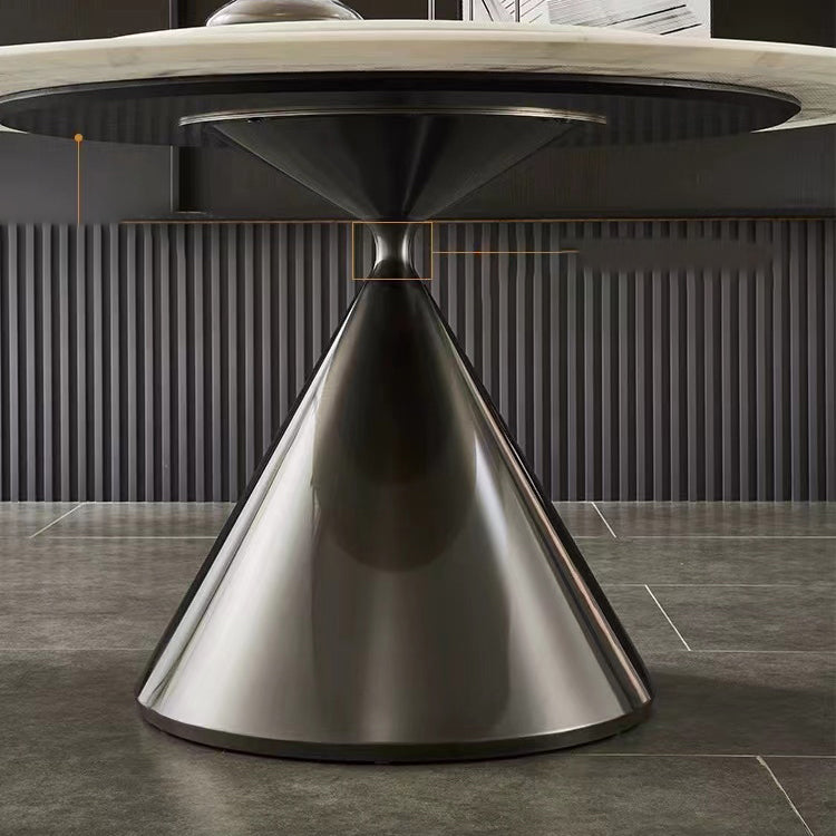 Modern Round Dining Table Stone Dining Table with Metal Pedestal
