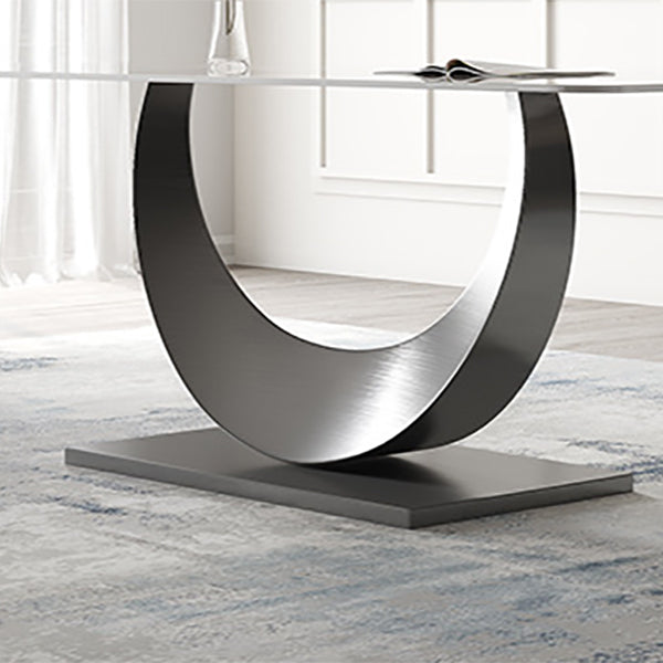 Contemporary Style Rectangle Table Sintered Stone Table with Metal Legs for Home