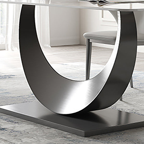 Contemporary Style Rectangle Table Sintered Stone Table with Metal Legs for Home
