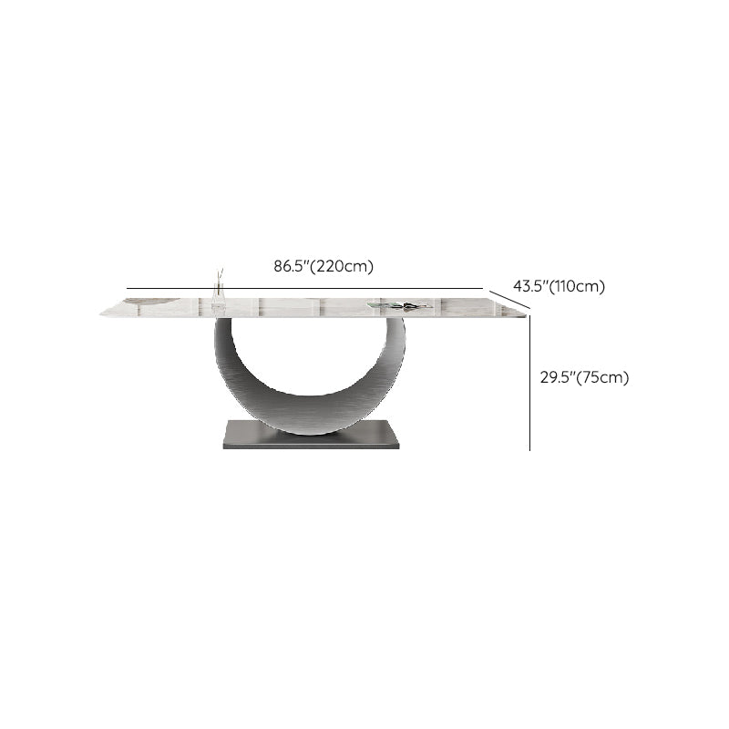 Contemporary Style Rectangle Table Sintered Stone Table with Metal Legs for Home