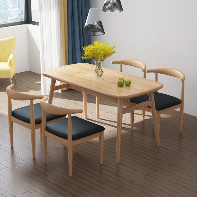 Light Wood Finish Table Modern Rectangle Dining Table for Home
