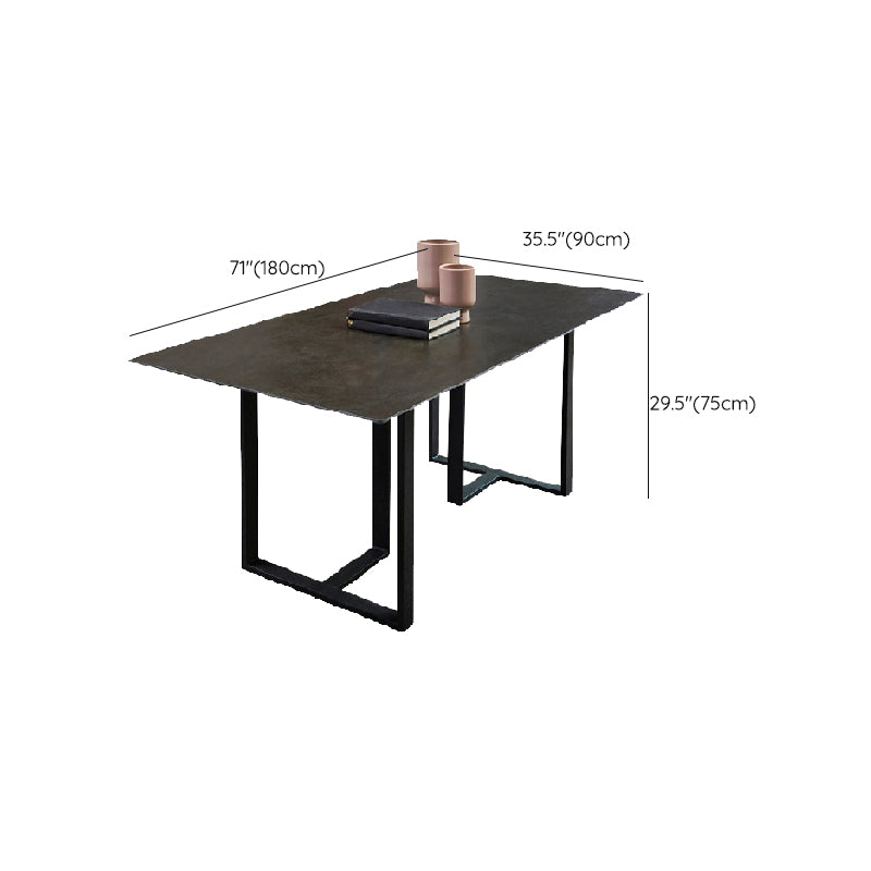 Industrial Rectangle Table Sintered Stone Table with Metal Legs for Home