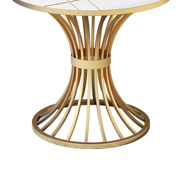 Traditional Luxury Round Dining Table Matte Finish Stone Top Dinette Table for Home