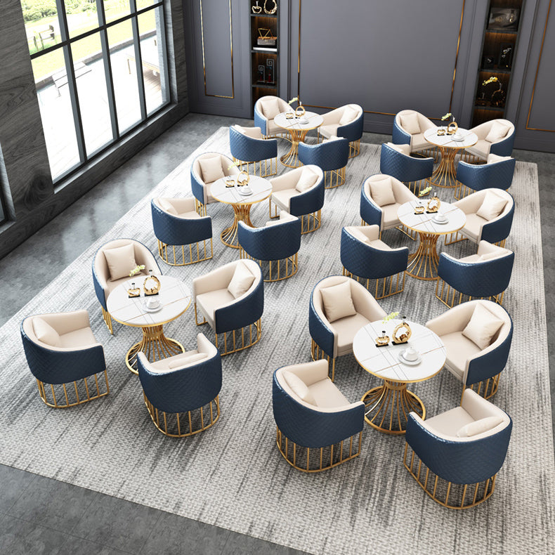 Traditional Luxury Round Dining Table Matte Finish Stone Top Dinette Table for Home