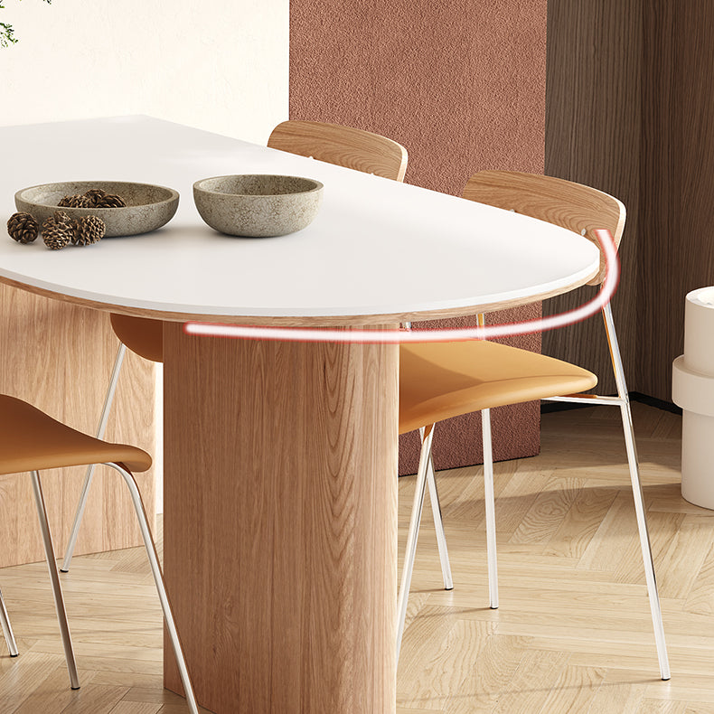 Oval Stone Dining Table Contemporary Dining Table with Double Pedestal Base