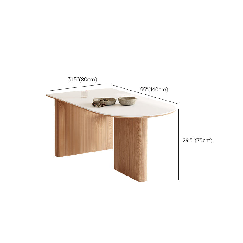 Oval Stone Dining Table Contemporary Dining Table with Double Pedestal Base