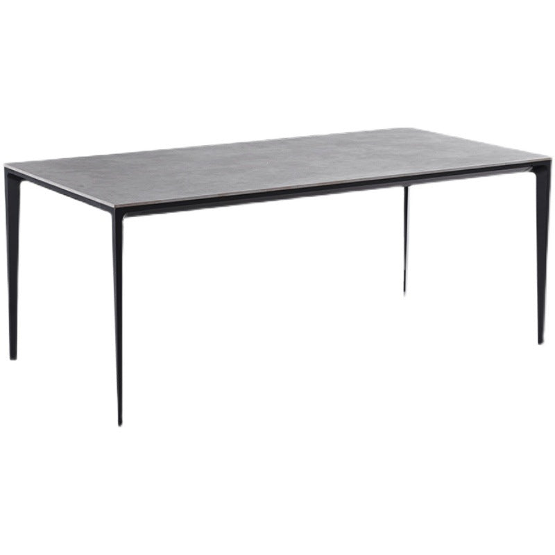 Industrial Style Rectangle Table Sintered Stone Table with Metal Legs for Home