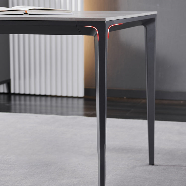 Industrial Style Rectangle Table Sintered Stone Table with Metal Legs for Home