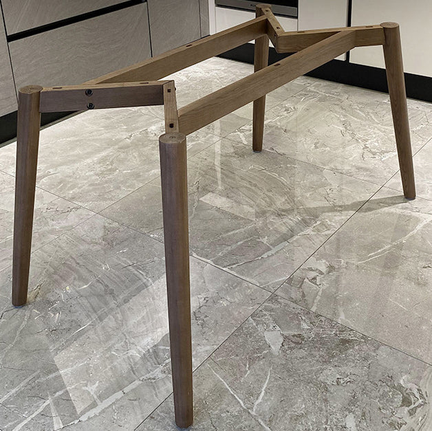 Gray Stone Top Table with Ash Wood Frame Modern Dining Table for Home