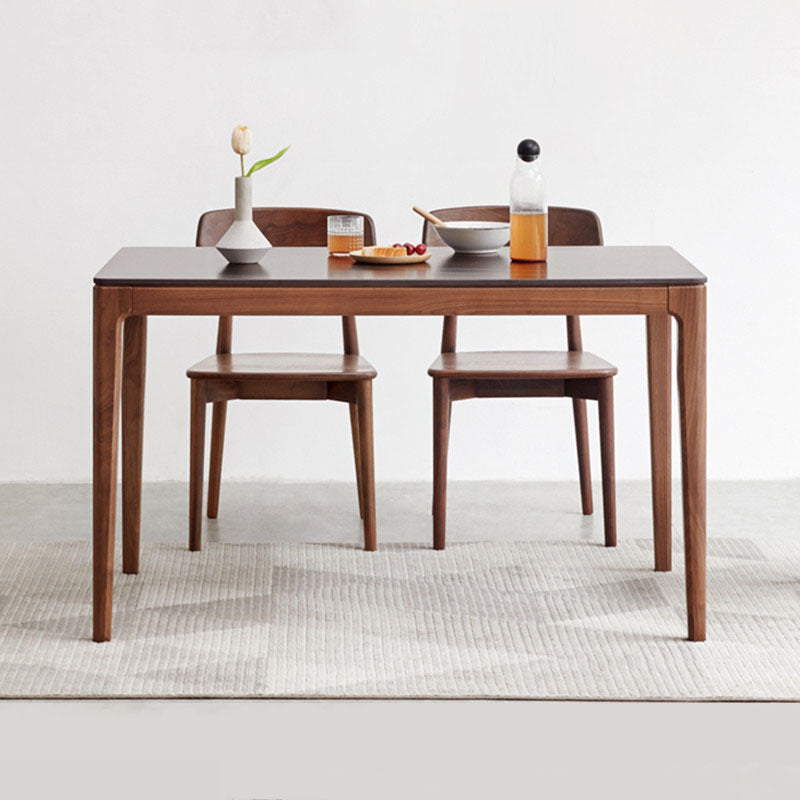 Industrial Style Rectangle Table Sintered Stone Table with Wooden Legs for Home Use