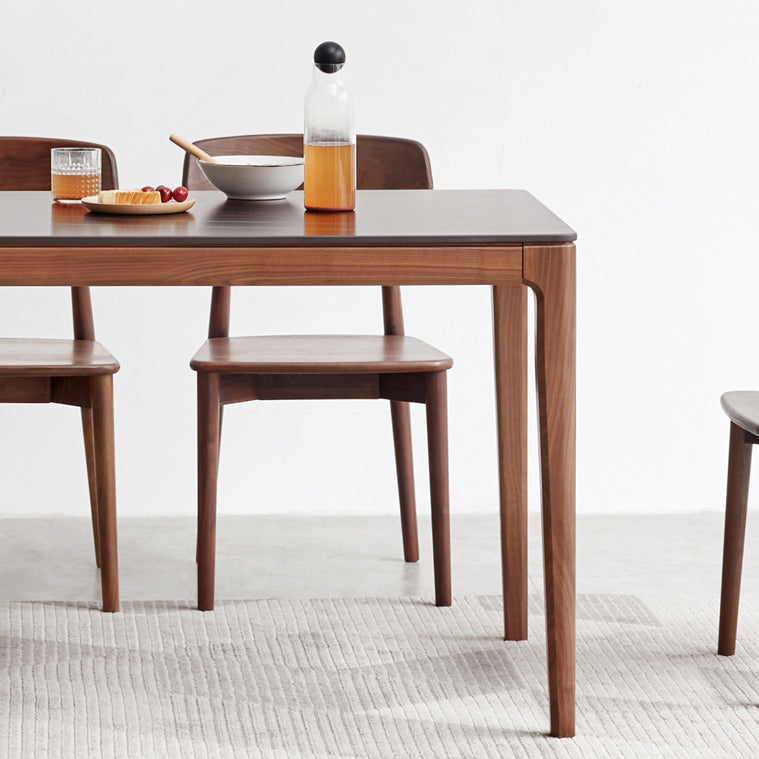 Industrial Style Rectangle Table Sintered Stone Table with Wooden Legs for Home Use