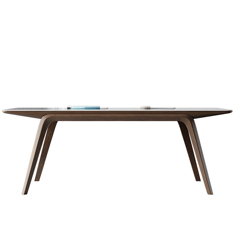 Modern Style Rectangle Table Sintered Stone Table with Wooden Legs for Home Use