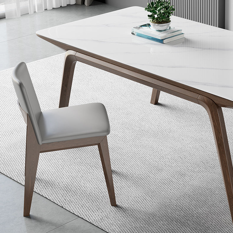 Modern Style Rectangle Table Sintered Stone Table with Wooden Legs for Home Use