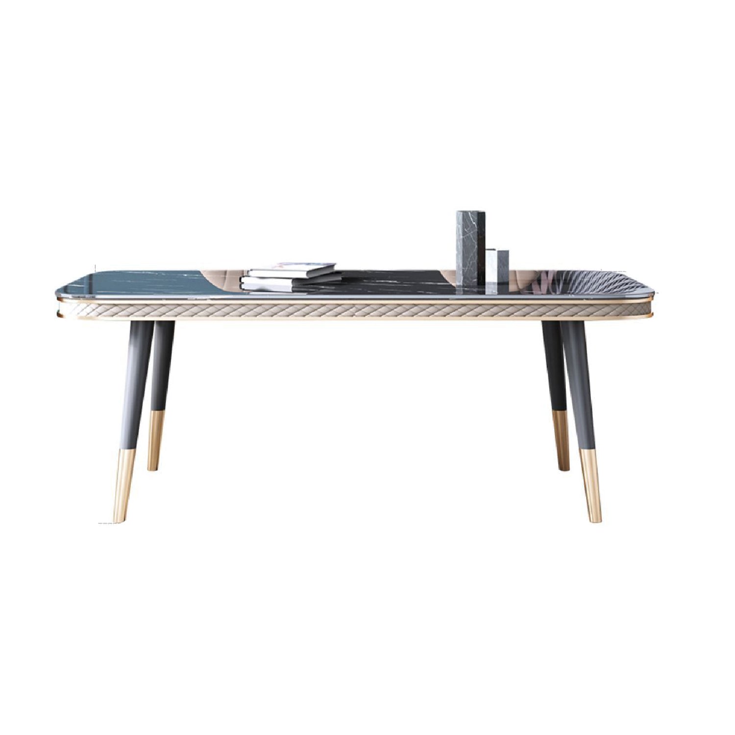 Glam Style Rectangle Table Faux Marble Table with Metal Legs for Kitchen