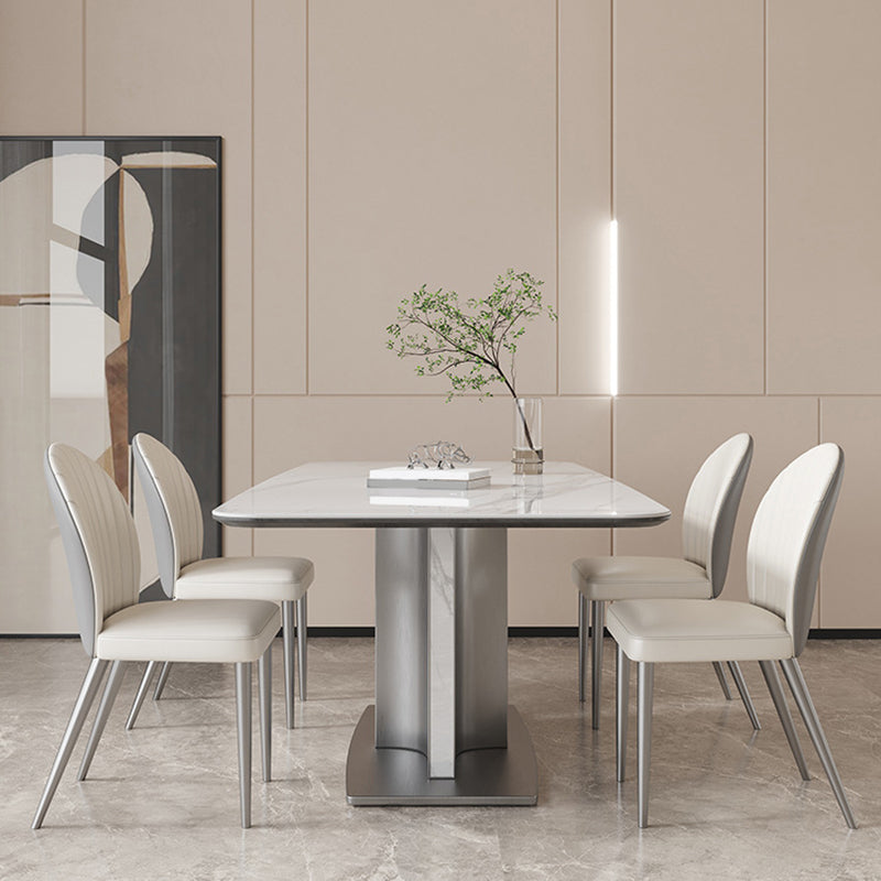 Modern Rectangle Dining Table Sintered Stone Table with Metal Legs for Home