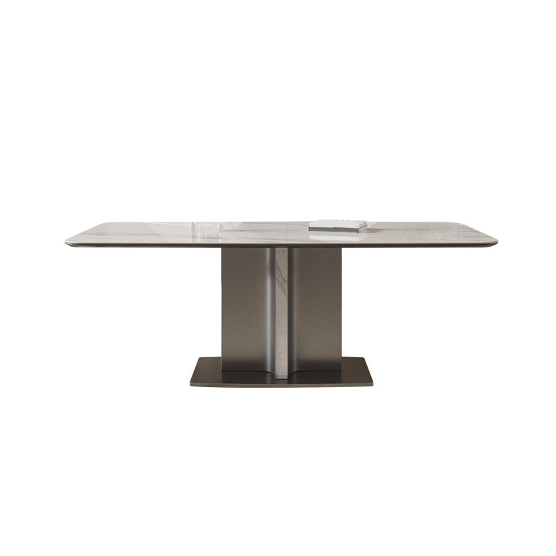 Modern Rectangle Dining Table Sintered Stone Table with Metal Legs for Home