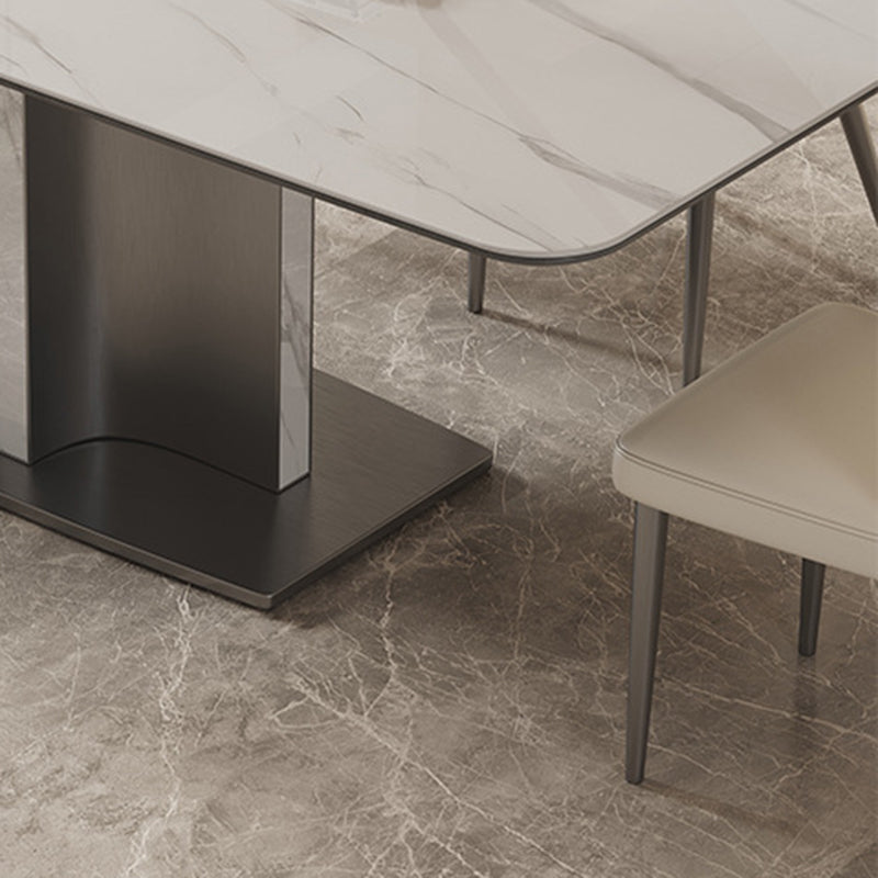 Modern Rectangle Dining Table Sintered Stone Table with Metal Legs for Home