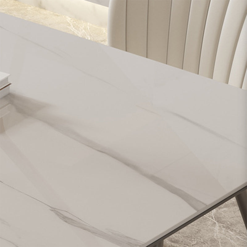 Modern Rectangle Dining Table Sintered Stone Table with Metal Legs for Home