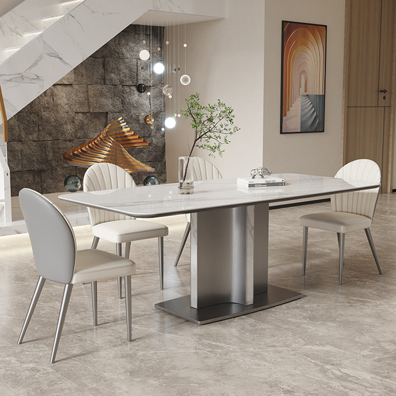 Modern Rectangle Dining Table Sintered Stone Table with Metal Legs for Home