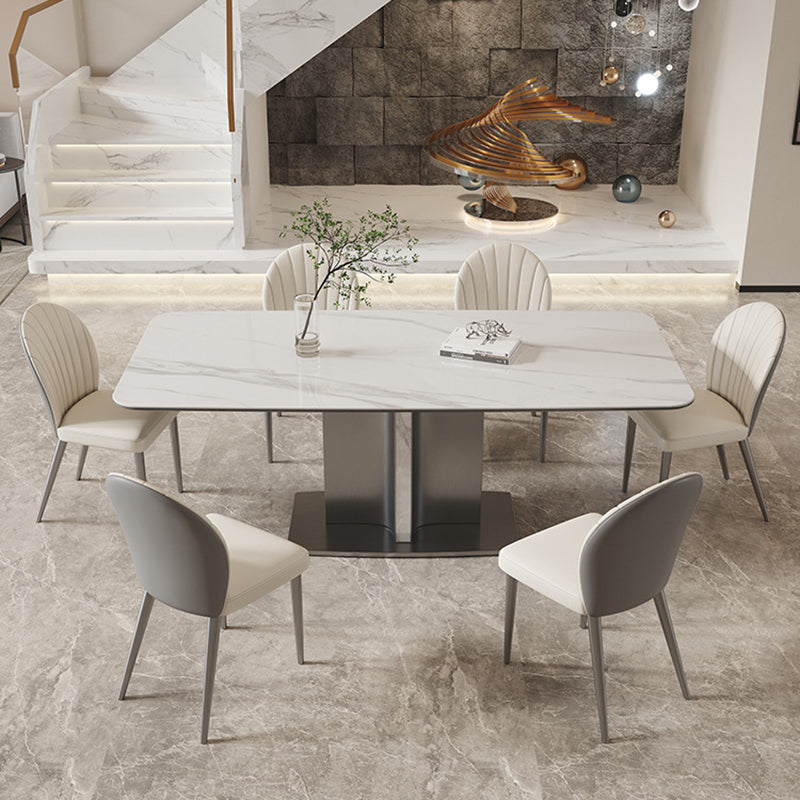 Modern Rectangle Dining Table Sintered Stone Table with Metal Legs for Home