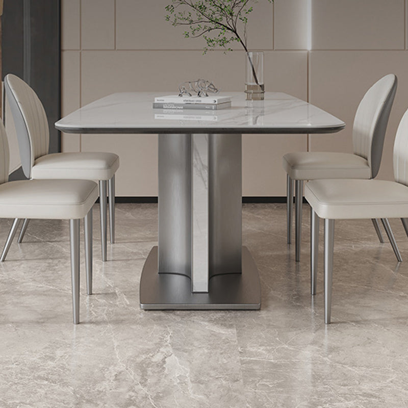 Modern Rectangle Dining Table Sintered Stone Table with Metal Legs for Home
