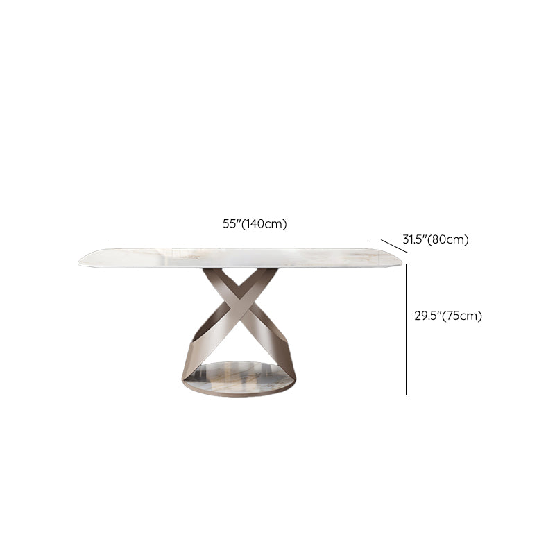 Modern Style Dining Rectangle Table Sintered Stone Table with Metal Legs for Home