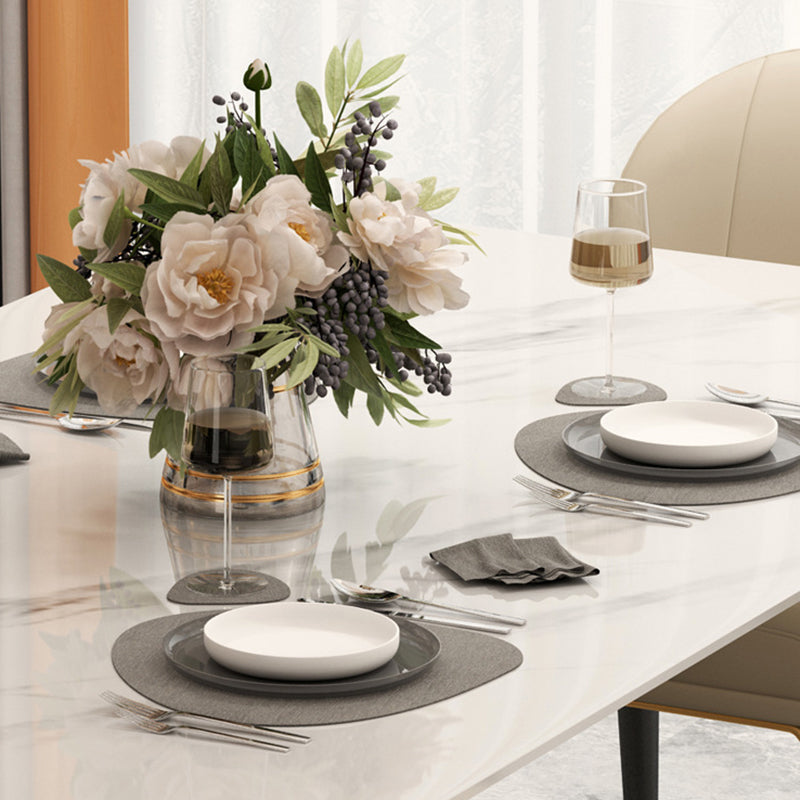 Glam Style Dining Rectangle Table Sintered Stone Table with Metal Legs for Home