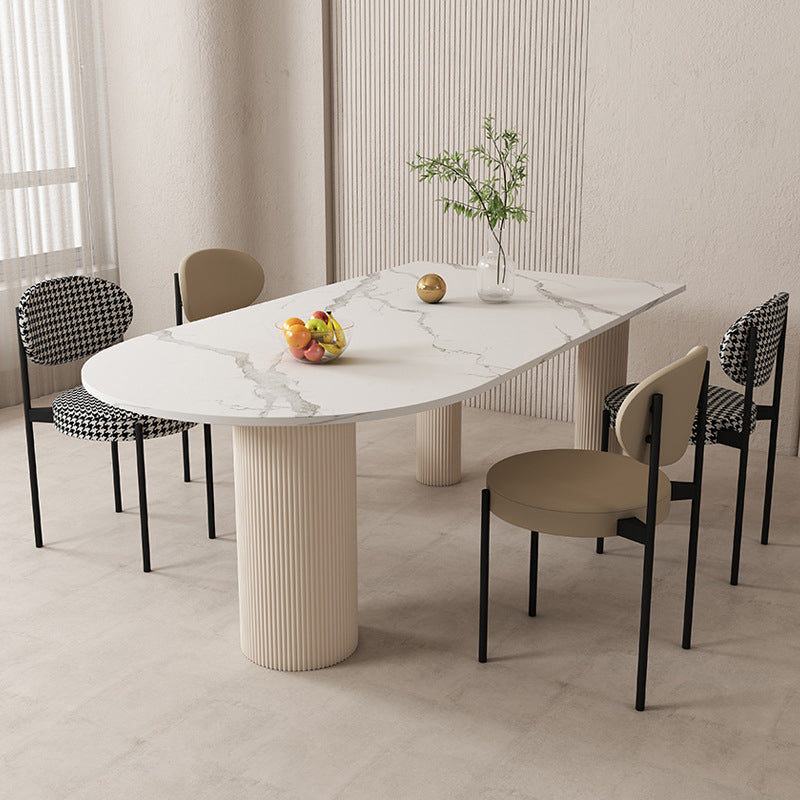 Contemporary Style Dining Sintered Stone Table Metal Table for Kitchen