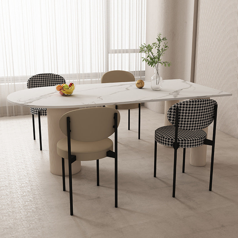 Contemporary Style Dining Sintered Stone Table Metal Table for Kitchen