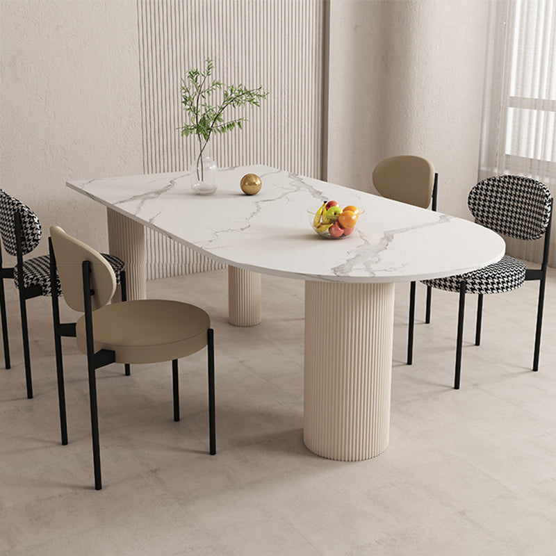Contemporary Style Dining Sintered Stone Table Metal Table for Kitchen