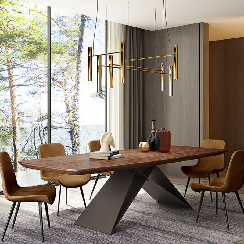 Industrial Rectangle Dining Table Wood Table with Metal Legs for Home