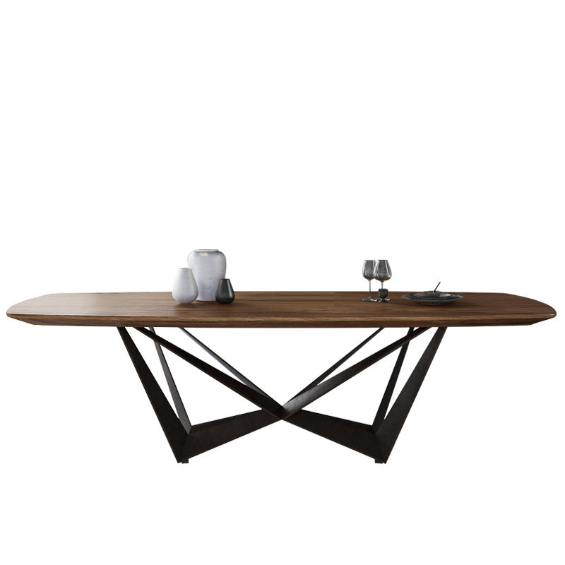 Industrial Style Rectangle Dining Table Wood Table with Metal Legs for Home