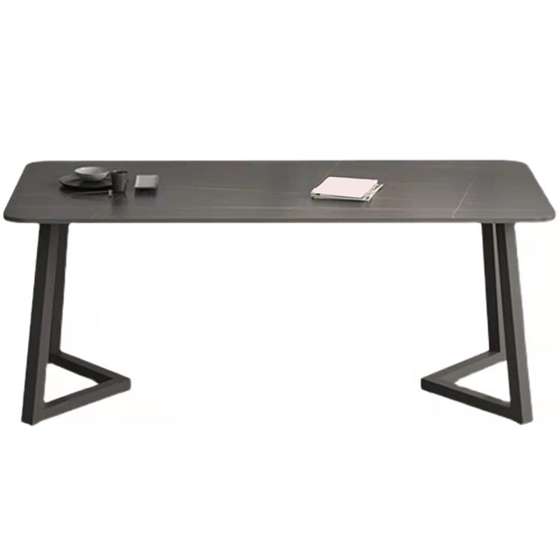 Modern Matte Finish Dining Table for Home Stone Top Dinette Table with Metal Sled