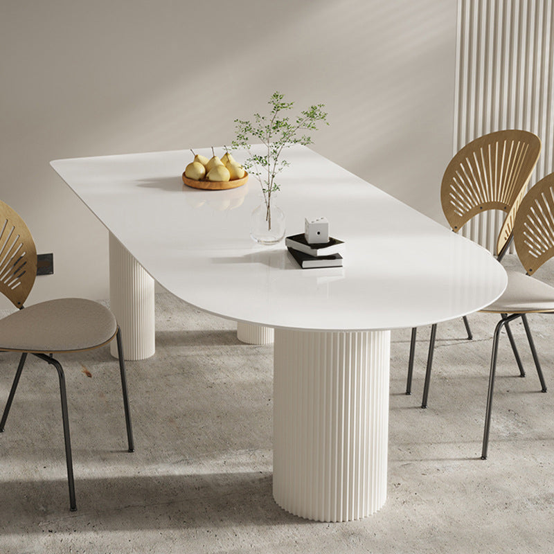 Contemporary Dining Sintered Stone Table Wood Base for Home Use