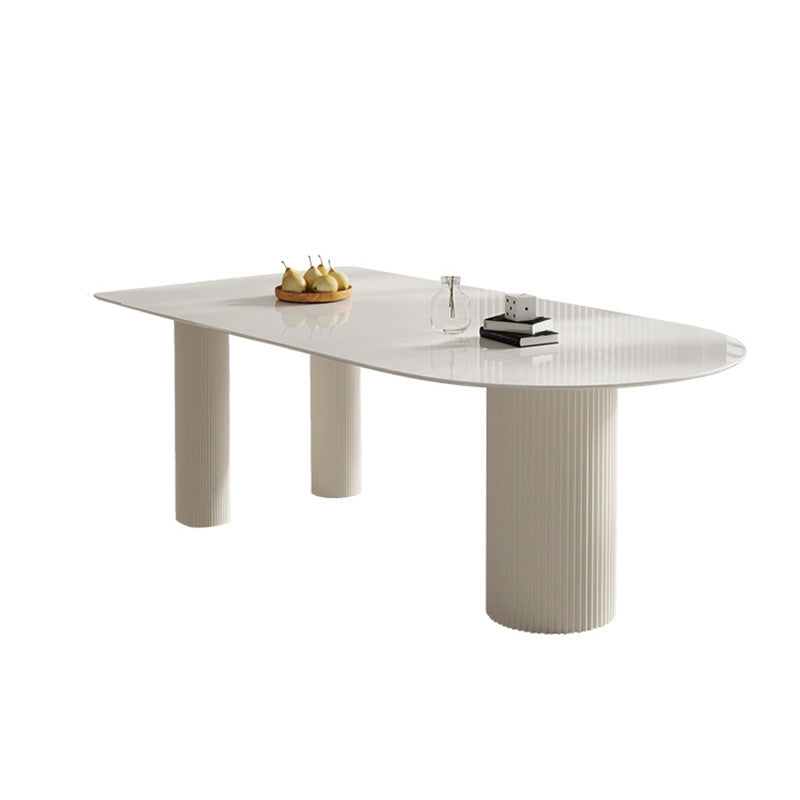 Contemporary Dining Sintered Stone Table Wood Base for Home Use