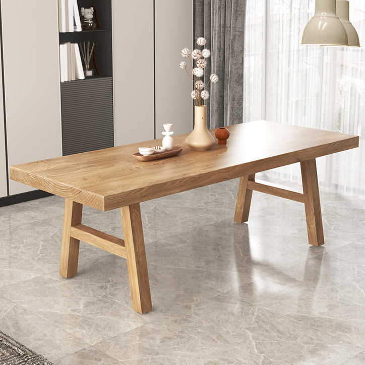 Modern Natural Finish Dinette Table Solid Wood Top Dining Table