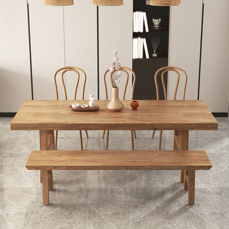Modern Natural Finish Dinette Table Solid Wood Top Dining Table