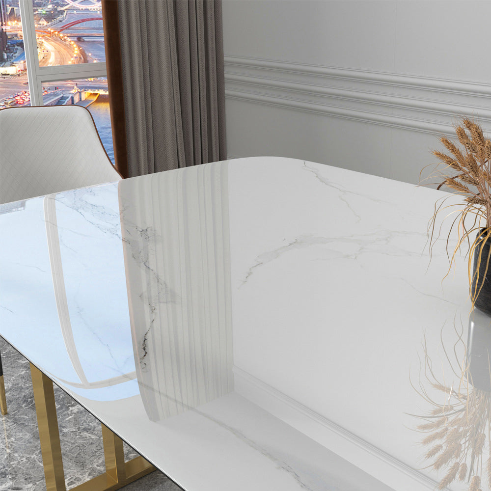 Glam Rectangle Dining Table Sintered Stone Table with Metal Legs for Home Use