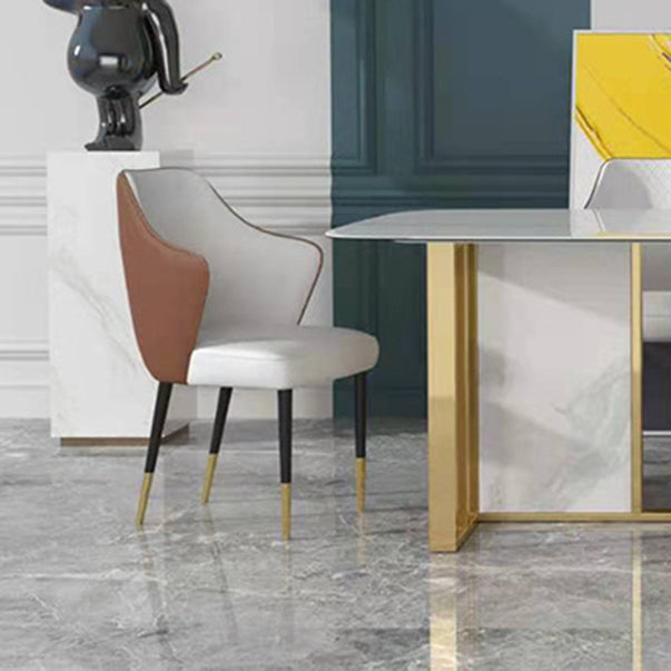 Glam Rectangle Dining Table Sintered Stone Table with Metal Legs for Home Use