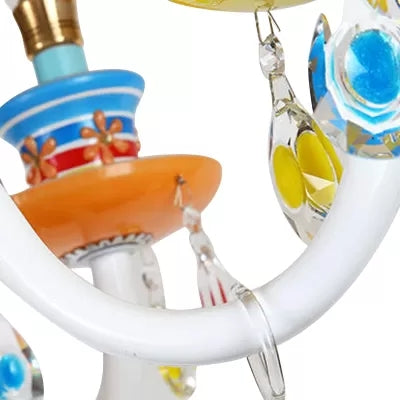 Modern Candle Chandelier Glass Multi-Head Colorful Pendant Light for Kindergarten