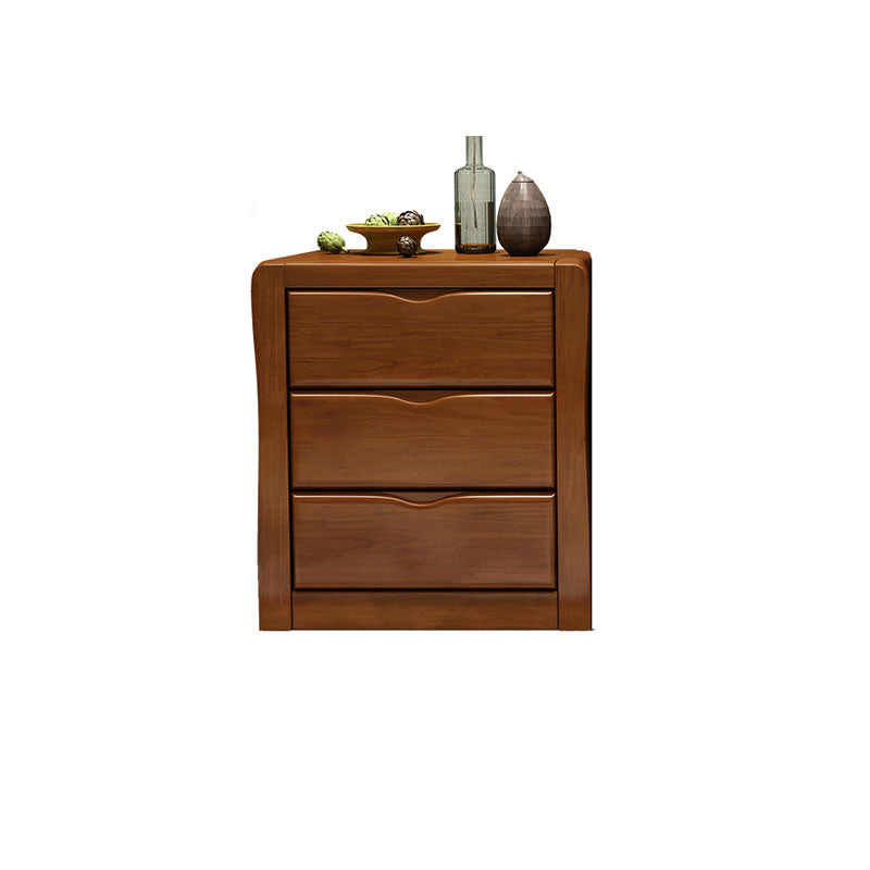 Contemporary Rubber Wood Storage Chest Home Brown Chest with Drawers