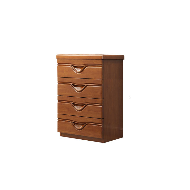 Contemporary Rubber Wood Storage Chest Home Brown Chest with Drawers