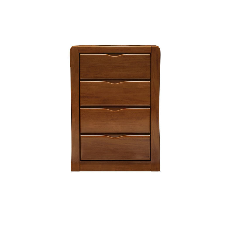 Contemporary Rubber Wood Storage Chest Home Brown Chest with Drawers