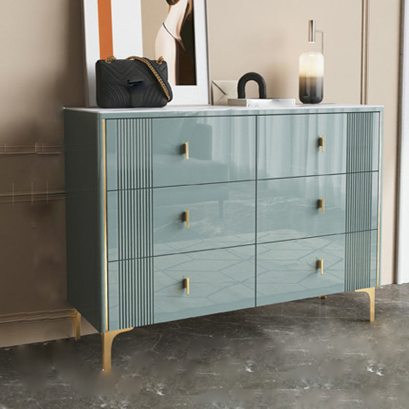 Glam Horizontal Stone Storage Chest Bedroom Chest with Metal Legs