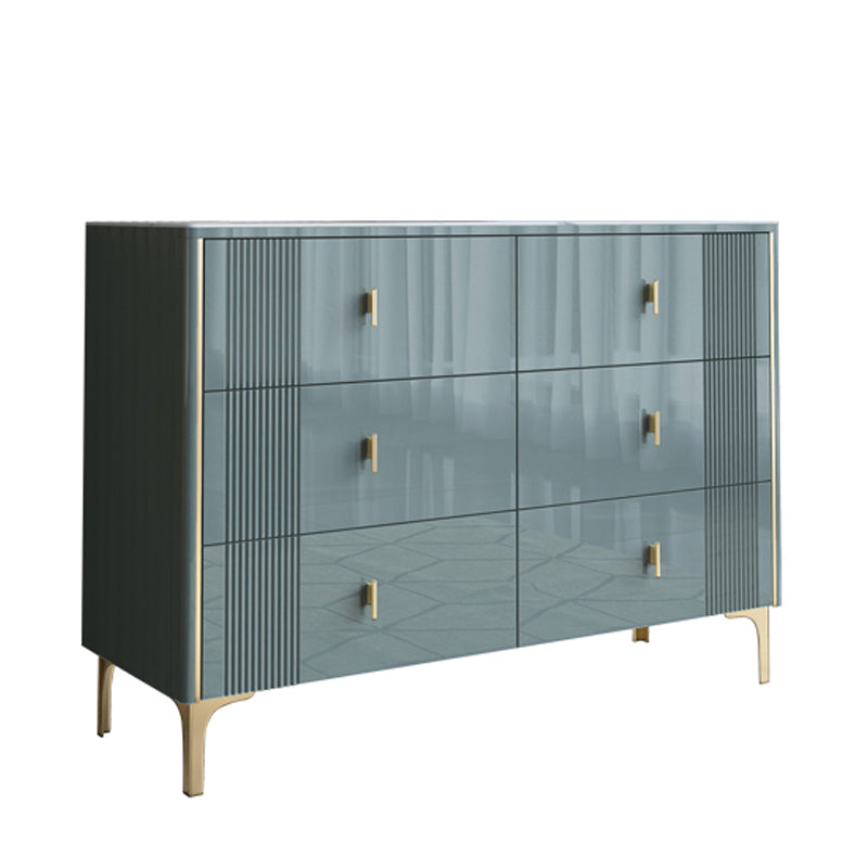 Glam Horizontal Stone Storage Chest Bedroom Chest with Metal Legs